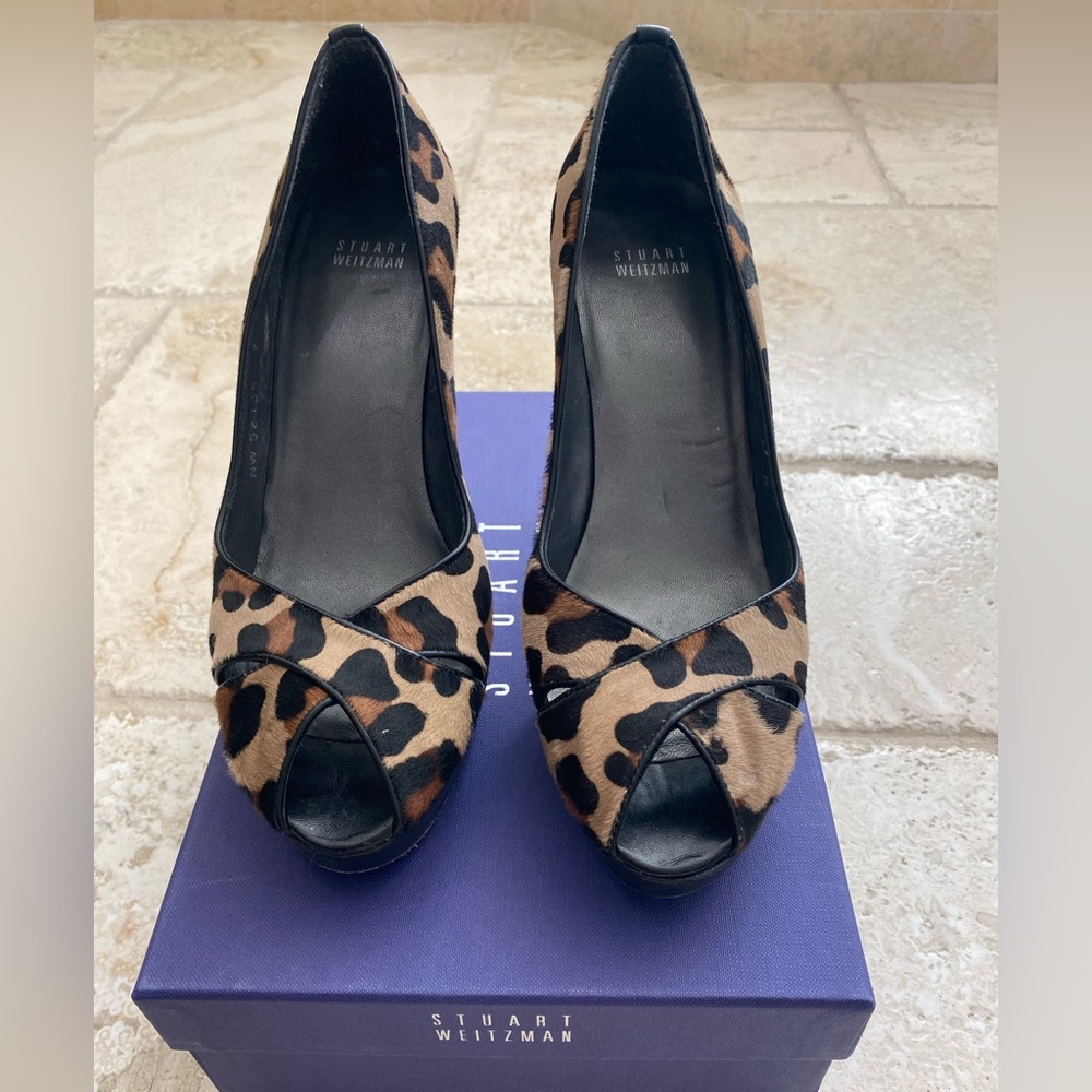 Stuart Weitzman Calfhair Peep Toe Pump